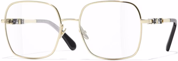 (Women) CHANEL Gold Square Optical Glasses with Logo Metal Frame CH2215 (Women) CHANEL Gold Square Optical Glasses with Logo Metal Frame CH2215
