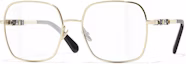Buy (W) CHANEL Gafas Ópticas Cuadradas Doradas con Marco Metálico con Logo CH2215