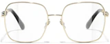 Lookbook (W) CHANEL Gafas Ópticas Cuadradas Doradas con Marco Metálico con Logo CH2215