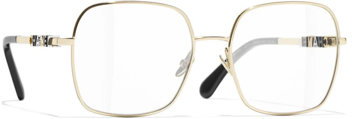 (W) CHANEL Gafas Ópticas Cuadradas Doradas con Marco Metálico con Logo CH2215 Shop (W) CHANEL Gafas Ópticas Cuadradas Doradas con Marco Metálico con Logo CH2215