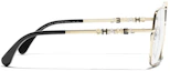 Purchase (W) CHANEL Gafas Ópticas Cuadradas Doradas con Marco Metálico con Logo CH2215
