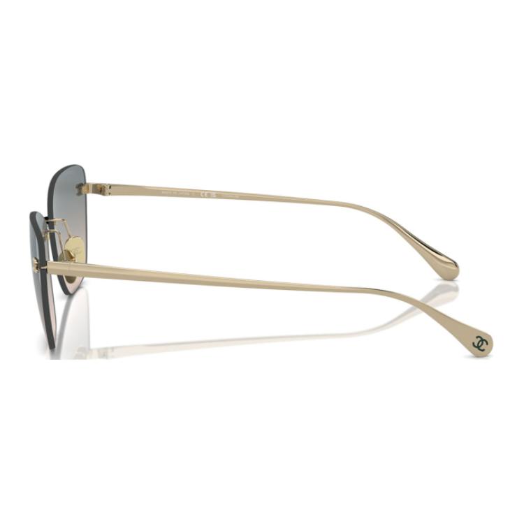 Shop (W) CHANEL 金色鈦金屬不規則太陽眼鏡附品牌標誌細節 CH4286T