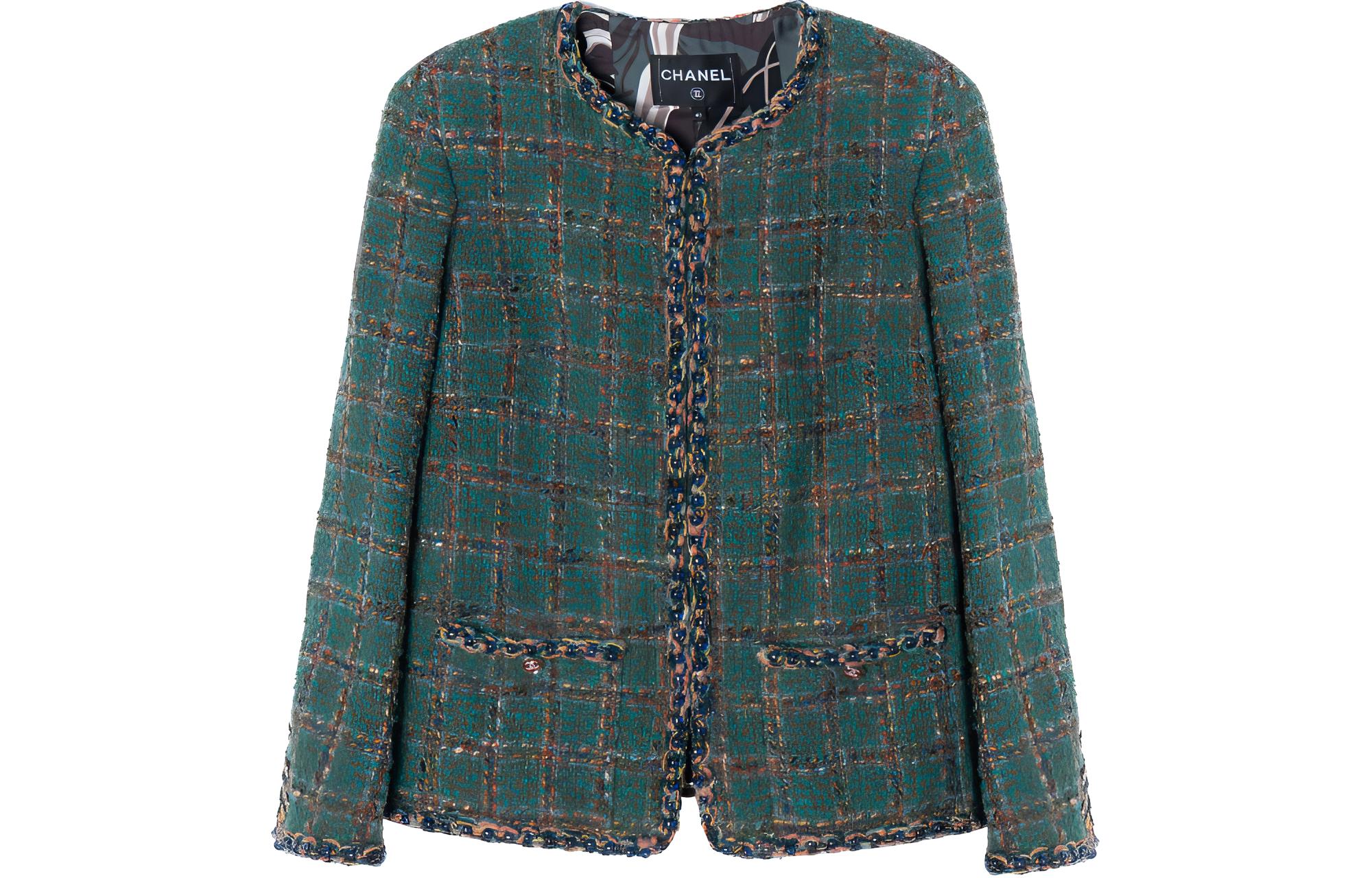 (Women) CHANEL  Green Colorblock Plaid Jacket - Spring/Summer 2023 Collection. P75152-V66677-NO230
