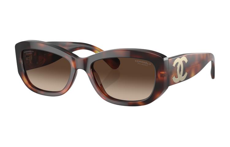 (Women) CHANEL  Irregular Brown Sunglasses with Logo Temple Design. 2.266059E+7 圖 4