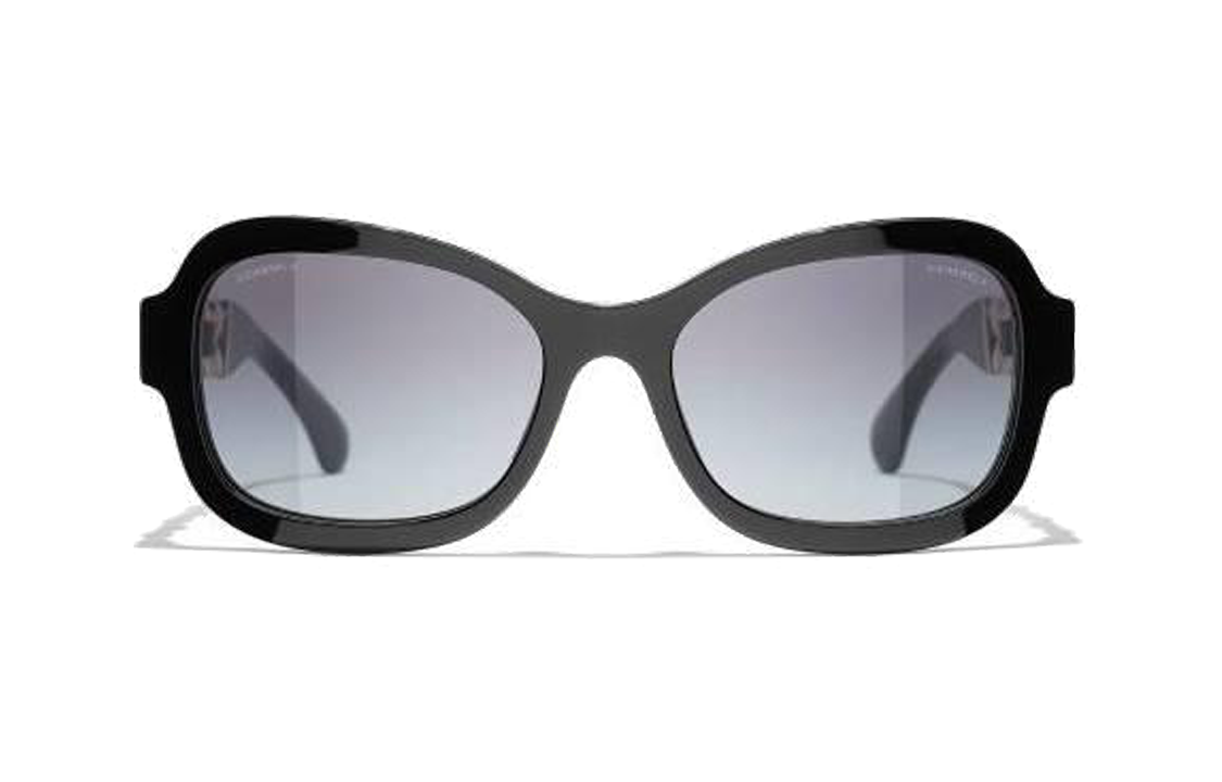 (Women) CHANEL  Irregular Shape Sunglasses Black with Chain Detail Legs. CH5465QC622S6 圖 2