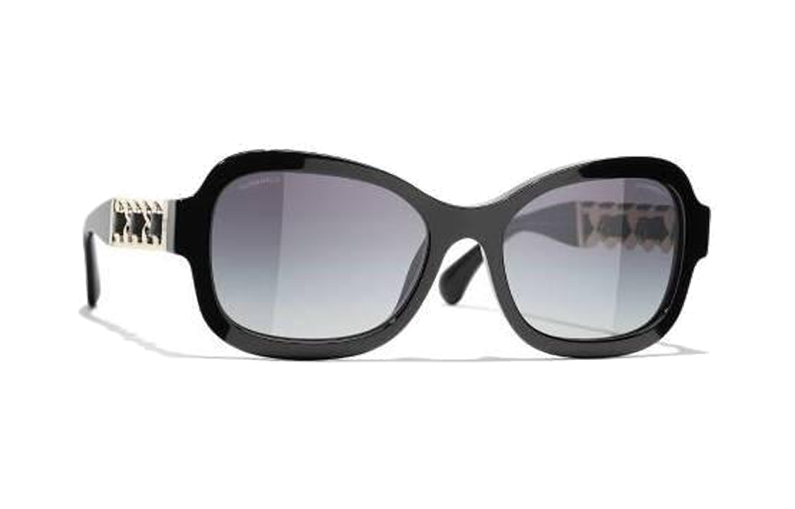 (Women) CHANEL  Irregular Shape Sunglasses Black with Chain Detail Legs. CH5465QC622S6 圖 3