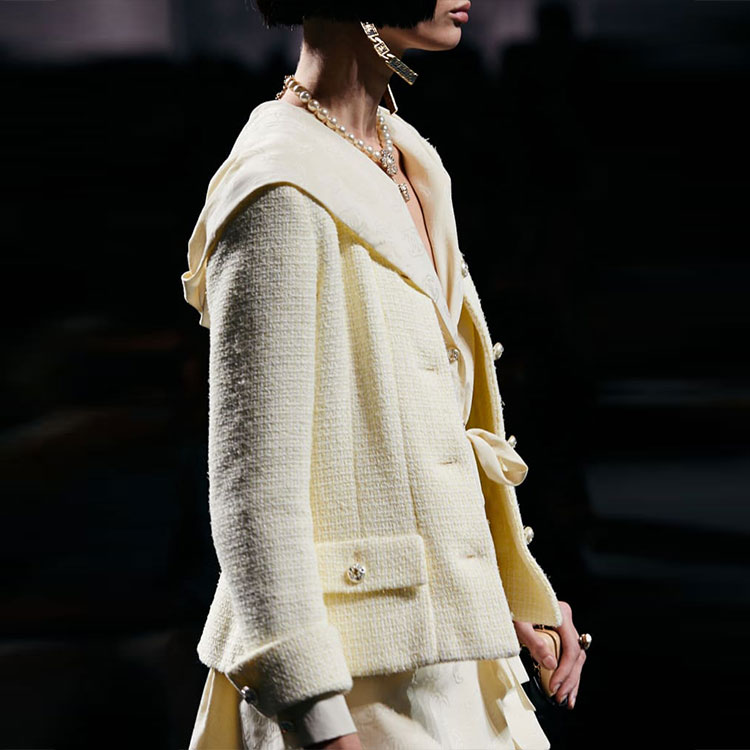 (Women) CHANEL  Light Yellow Cotton Tweed Single-Breasted Jacket Spring Summer 2023 P74764-V66453-NN201 圖 5