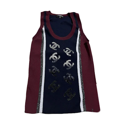 (Women) CHANEL Logo Print Round Neck Sleeveless Vest - Multicolor. P75627-K10886-NQ947