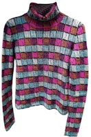 (Women) CHANEL Multicolor Plaid Printed High-Neck Long-Sleeve Knit Sweater. P59231-K07769-ME923 (Women) CHANEL Multicolor Plaid Printed High-Neck Long-Sleeve Knit Sweater. P59231-K07769-ME923