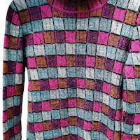 Shop (Women) CHANEL Multicolor Plaid Printed High-Neck Long-Sleeve Knit Sweater. P59231-K07769-ME923