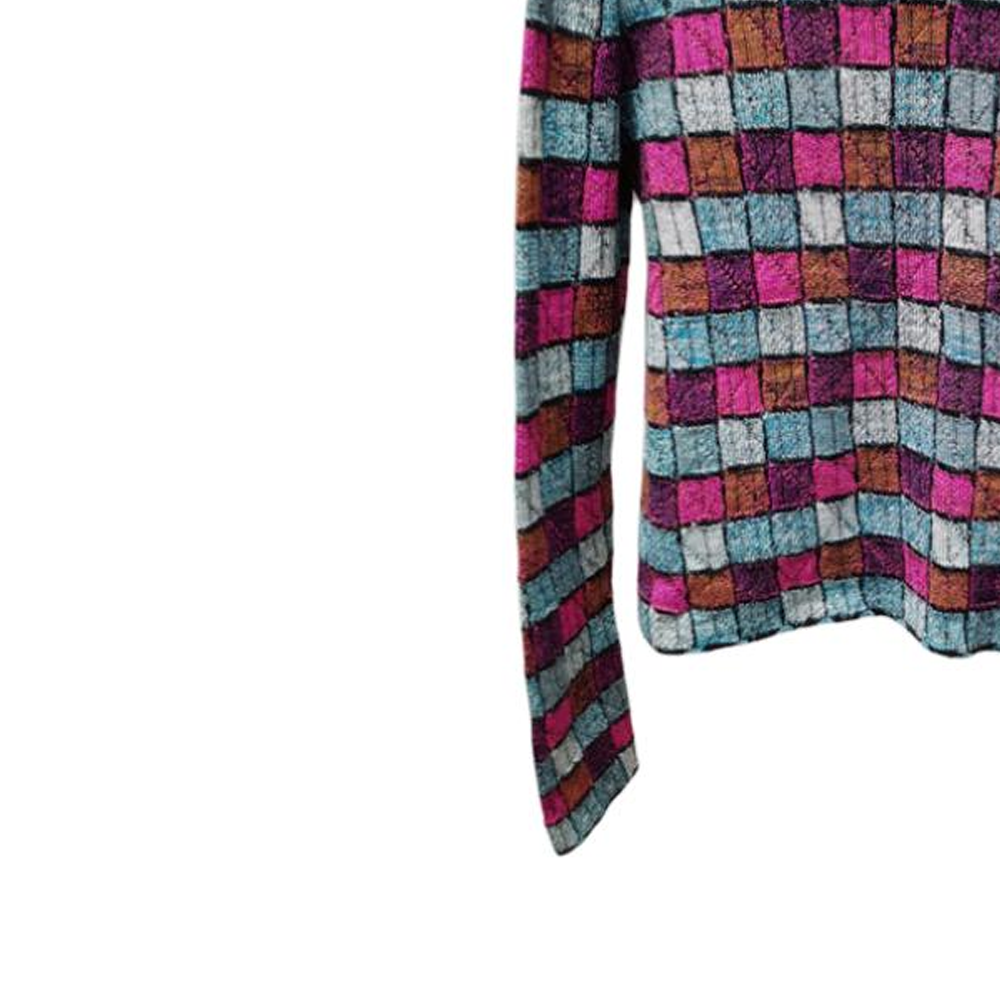 Details for (W) CHANEL 多色格紋高領長袖針織毛衣. P59231-K07769-ME923