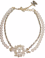 Order (W) CHANEL 項鍊 23P 方形墜飾 鑲鋯石珍珠與金屬設計 ABA242-B10473-NM954