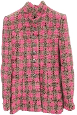 (W) 香奈儿粉色针织开衫拼色格纹设计 P73645-V65301-NK522 Buy (W) 香奈儿粉色针织开衫拼色格纹设计 P73645-V65301-NK522