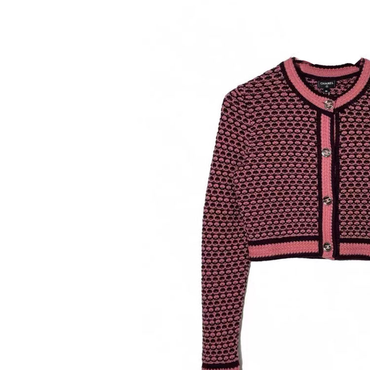 Shop (W) シャネル ピンク ニット カーディガン パターンデザイン ラウンドネック. P75450-K10791-NO882