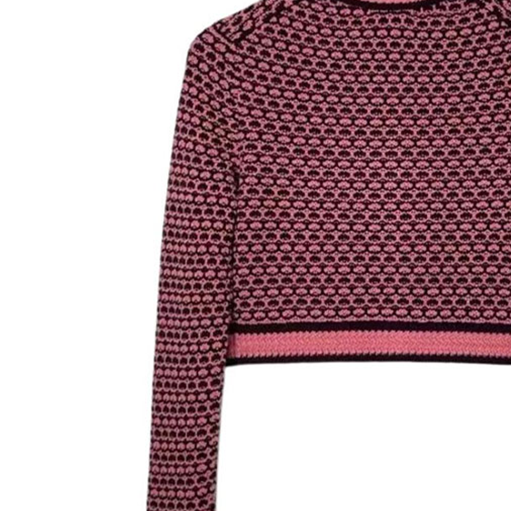 Purchase (W) シャネル ピンク ニット カーディガン パターンデザイン ラウンドネック. P75450-K10791-NO882