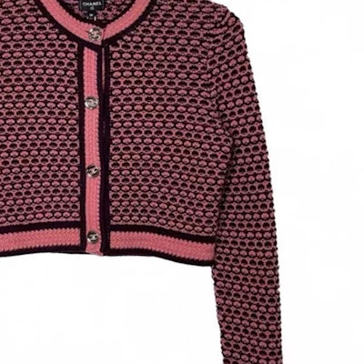 (W) 香奈儿粉色针织开衫 圆领图案设计 P75450-K10791-NO882 Details for (W) 香奈儿粉色针织开衫 圆领图案设计 P75450-K10791-NO882