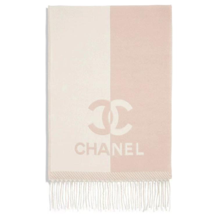 Order (W) シャネル ピンクウールスカーフ 二色ロゴデザイン付き AAA255-B17089-NZ302