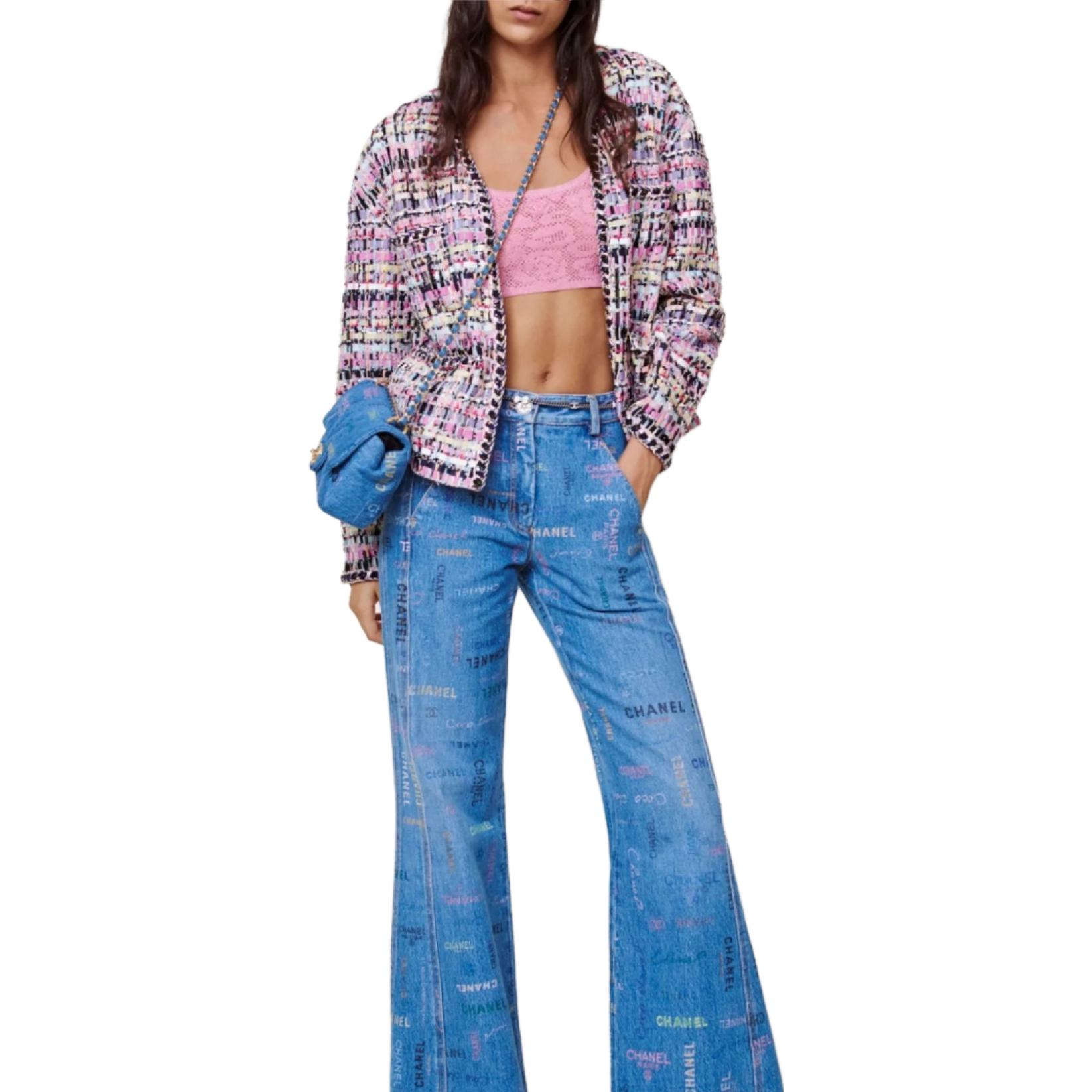 Shop (W) CHANEL 粉色織紋長袖短外套 P72404-V64006-NG825