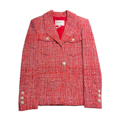 (Women) CHANEL Red Tweed Jacket with Pearl Buttons 19P Collection. P60790-V46246-MF826