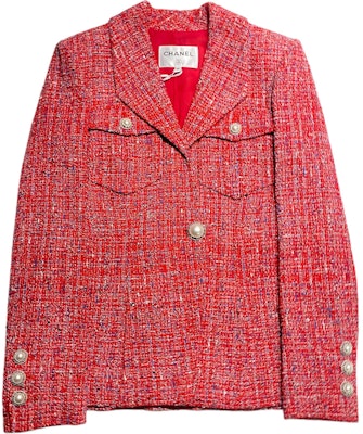 (Women) CHANEL Red Tweed Jacket with Pearl Buttons 19P Collection. P60790-V46246-MF826 Order (Women) CHANEL Red Tweed Jacket with Pearl Buttons 19P Collection. P60790-V46246-MF826