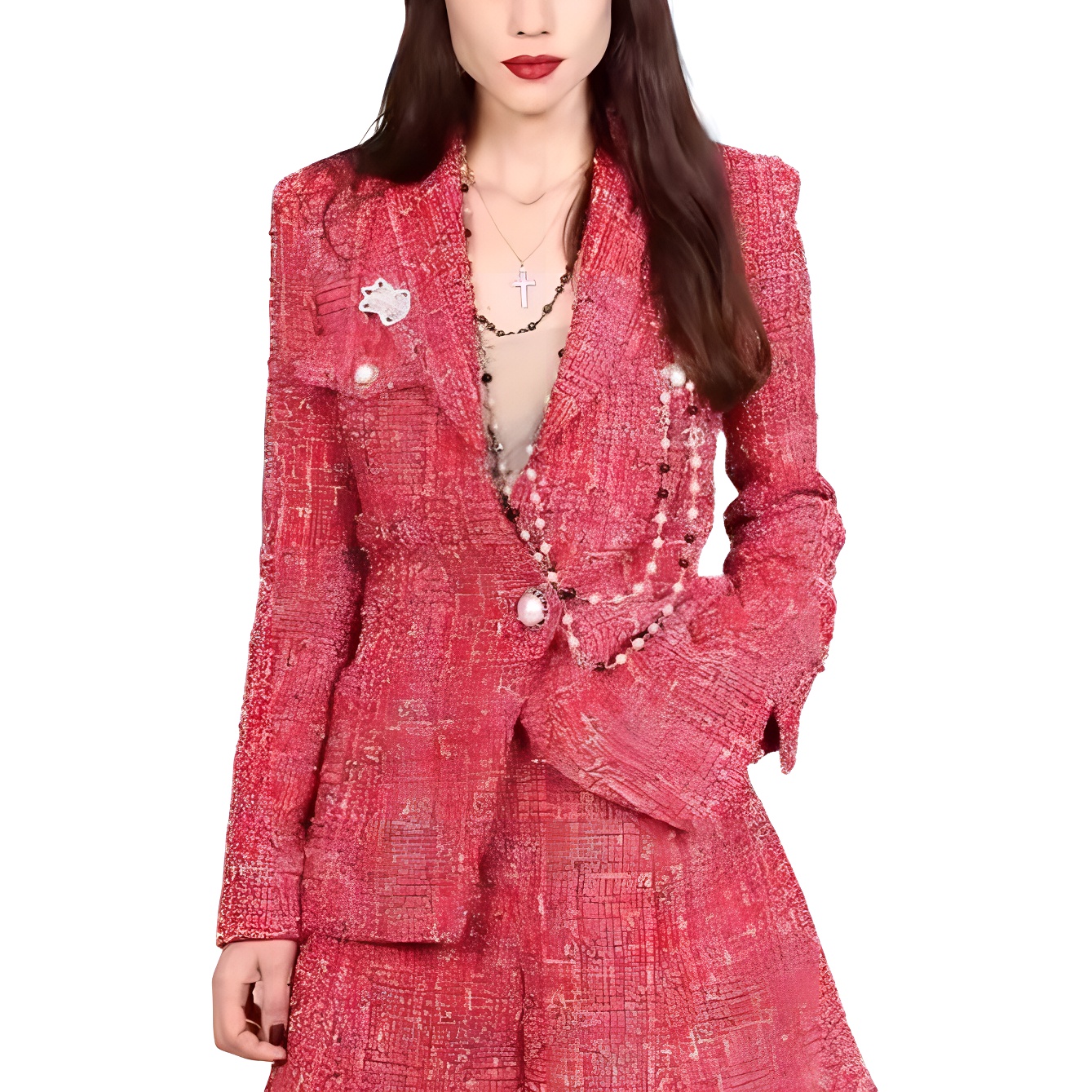 Shop (W) シャネル レッドツイードジャケット パールボタン 19Pコレクション P60790-V46246-MF826