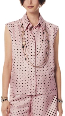 (Women) CHANEL Sleeveless Square Neck Polka Dot Logo Shirt Light Pink SS24 P76701-V68667-NV045 Buy (Women) CHANEL Sleeveless Square Neck Polka Dot Logo Shirt Light Pink SS24 P76701-V68667-NV045