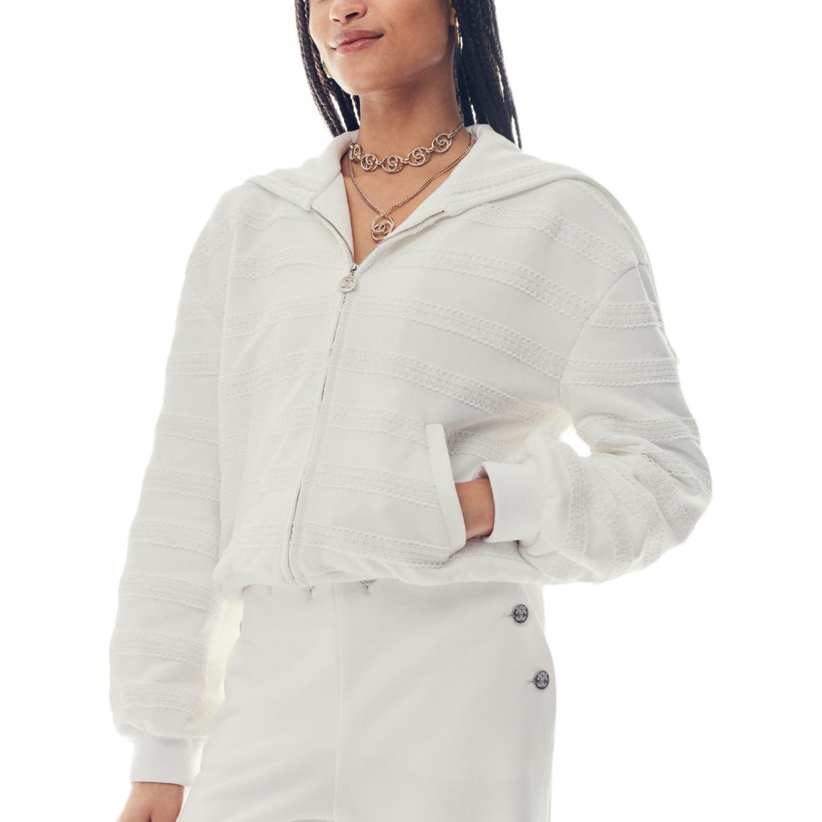 (Women) CHANEL  Solid Color White Hooded Loose Fit Zip-Up Jacket P76223-V67500-00100 圖 4