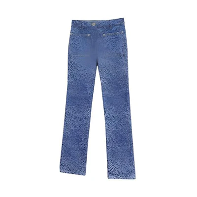 (Women) CHANEL Solid Straight-Leg Casual Jeans - Blue P71263-V62852-NE835