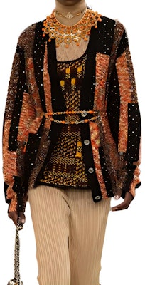 (Women) CHANEL Spring Summer 2023 Orange Knit Sweater with Print Rhinestone V-neck P75422-K10828-NP341 Buy (Women) CHANEL Spring Summer 2023 Orange Knit Sweater with Print Rhinestone V-neck P75422-K10828-NP341