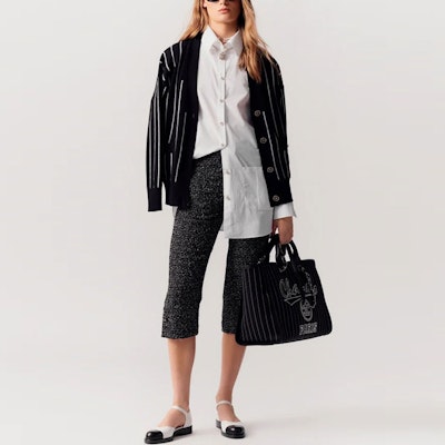 (W) 香奈儿 条纹V领开衫黑色 - 2023春夏系列 P74735-K10714-NM966 Shop (W) 香奈儿 条纹V领开衫黑色 - 2023春夏系列 P74735-K10714-NM966