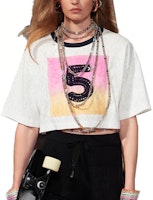 (Women) CHANEL White Graphic Print Short-Sleeve Oversized T-Shirt SS24. P76438-K11016-NU552 (Women) CHANEL White Graphic Print Short-Sleeve Oversized T-Shirt SS24. P76438-K11016-NU552