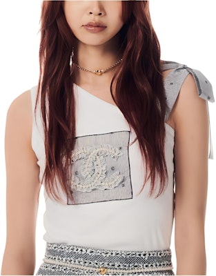 (W) 香奈兒白色刺繡標誌露肩T恤SS24 P76763-V64779-00100 Buy (W) 香奈兒白色刺繡標誌露肩T恤SS24 P76763-V64779-00100