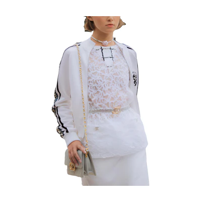 (Women) CHANEL White Logo Striped Long-Sleeve Jacket - Spring/Summer 2023. P74166-K10645-NL943