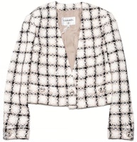 (Women) CHANEL White V-Neck Tweed Knit Cardigan Long Sleeve Crop Top. P62411V47773-MG998 (Women) CHANEL White V-Neck Tweed Knit Cardigan Long Sleeve Crop Top. P62411V47773-MG998