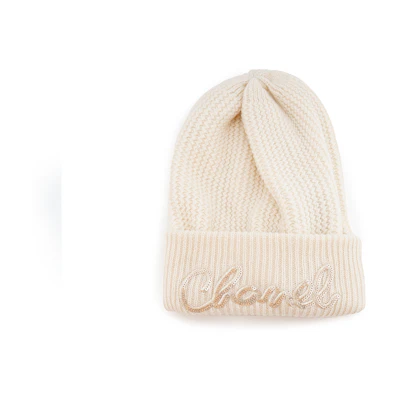 (Women) CHANEL Wool Knit Beanie with Embroidery and Bead Detailing. AA8313B0845410800