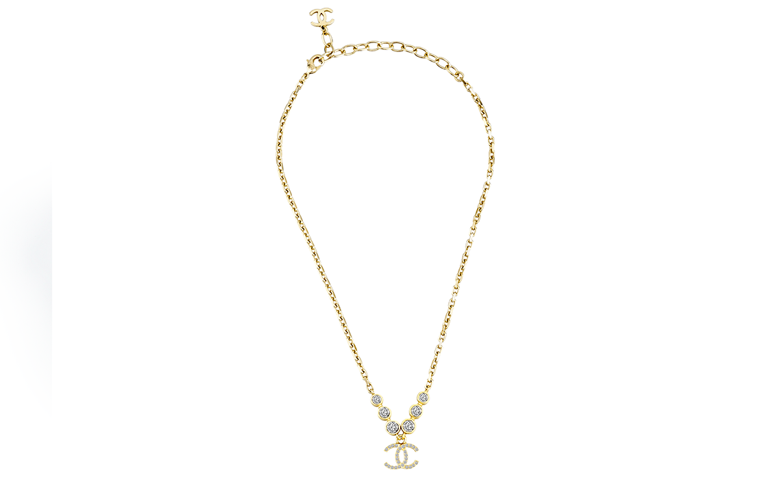 (Women) CHANEL Adjustable Double C Choker Necklace Gold with Rhinestone Embellishment. AB7026-B06561-NF088 圖 4