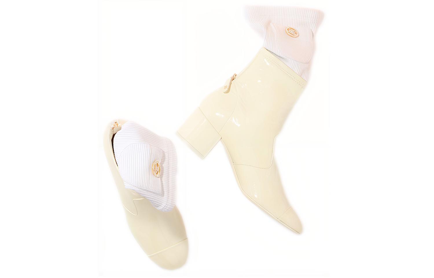 (W) Chanel Ankle Boot 'Ivory White Lambskin and Knit' 圖 2