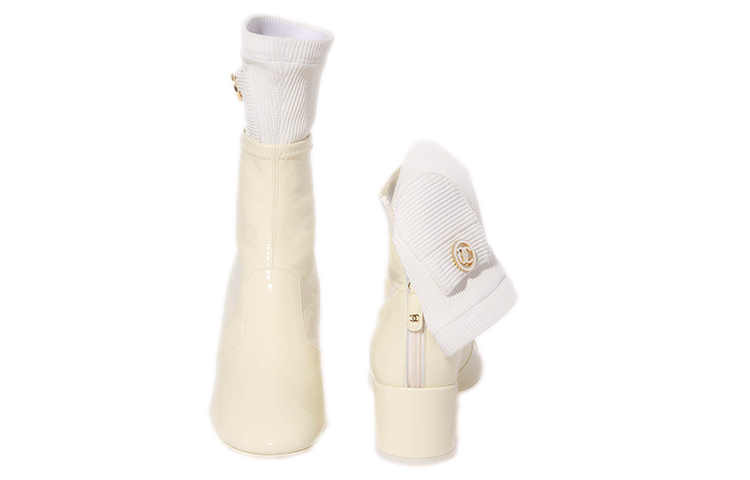 (W) Chanel Ankle Boot 'Ivory White Lambskin and Knit' 圖 3