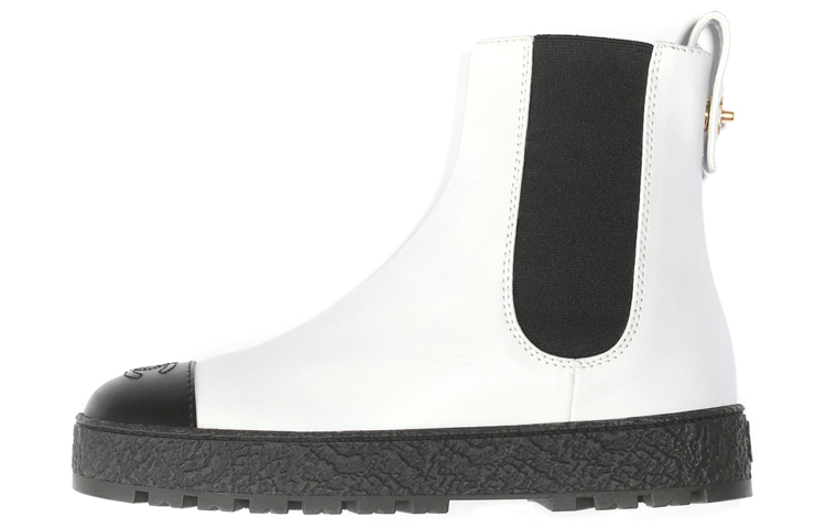 (W) Chanel Ankle Boots 'Fashion Calfskin Black and White'