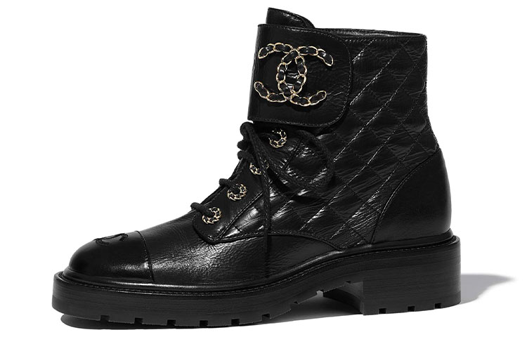 (W) Chanel Ankle Boots 'Glossy Goat and Calfskin Black'