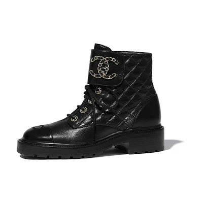 (W) Chanel Ankle Boots 'Glossy Goat and Calfskin Black'