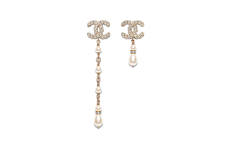 (Women) CHANEL Asymmetric Pearl Rhinestone Earrings White AB0648-Y47603-Z8905 圖 2