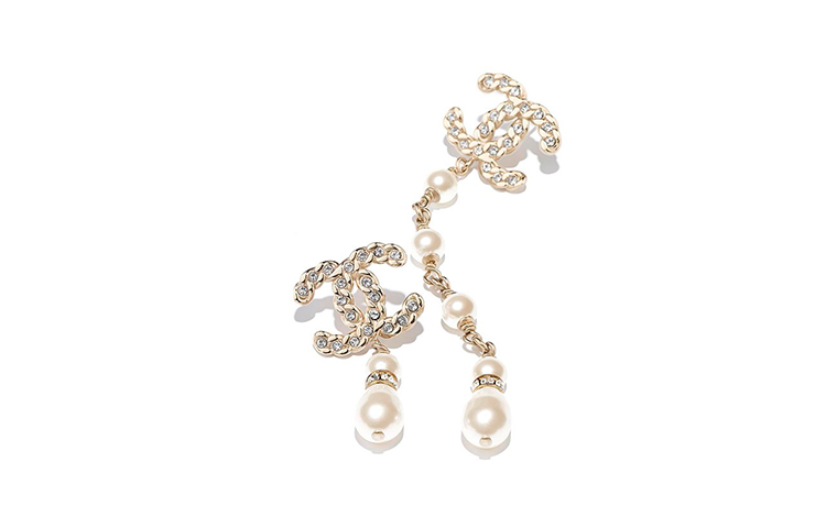 (Women) CHANEL Asymmetric Pearl Rhinestone Earrings White AB0648-Y47603-Z8905 圖 3
