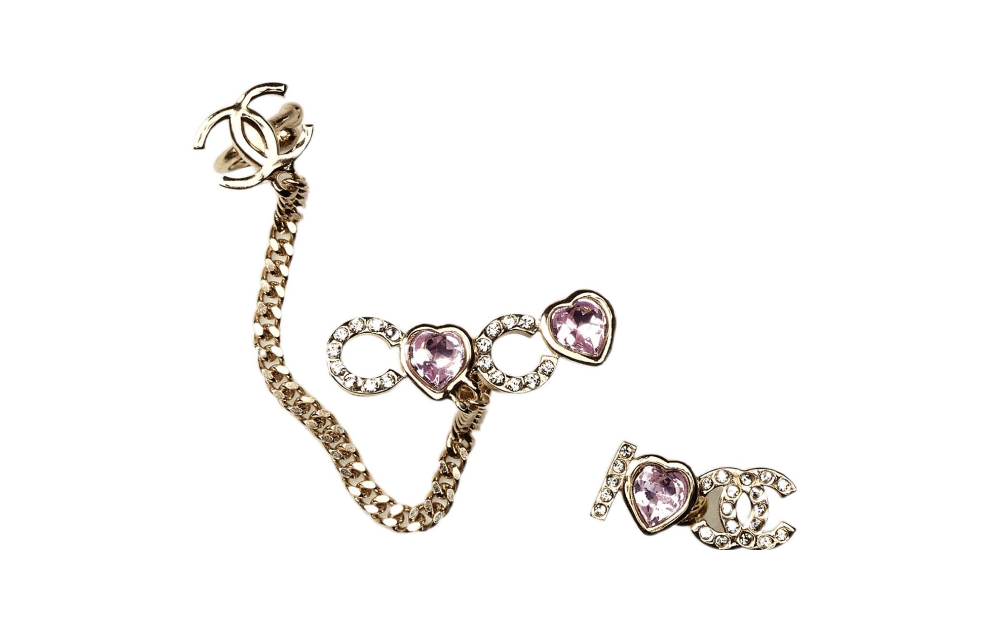 (Women) CHANEL Asymmetric Pink Crystal Earrings for Women Gold. AB9103-B08567-NJ003 圖 2
