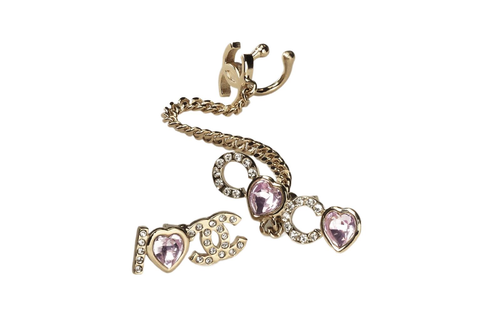 (Women) CHANEL Asymmetric Pink Crystal Earrings for Women Gold. AB9103-B08567-NJ003 圖 3