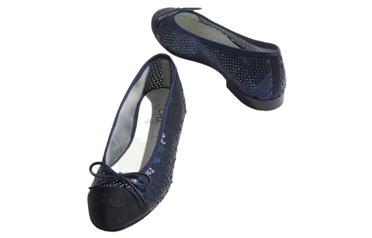 (W) Chanel Ballet Flats 'Blue Silk with Bow' 圖 2