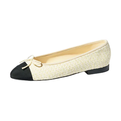 (W) Chanel Ballet Flats 'Light Yellow Bow'