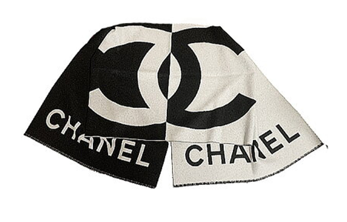 Order (W) シャネル ブラック＆ホワイト カシミア ニット スカーフ. AA7944-B06946-NF744