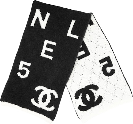 (W) シャネル ブラック&ホワイト ウール スカーフ 大きなロゴデザイン付き AA7766-B06531-NE805 Order (W) シャネル ブラック&ホワイト ウール スカーフ 大きなロゴデザイン付き AA7766-B06531-NE805