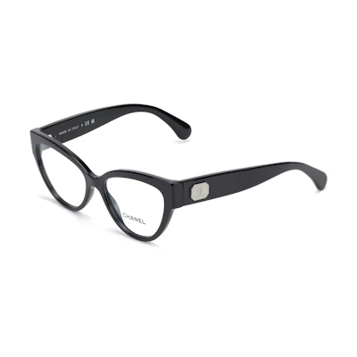 (Women) CHANEL Black Cat-Eye Acetate Optical Glasses for Women with Decorative Temples CH3436-C1404